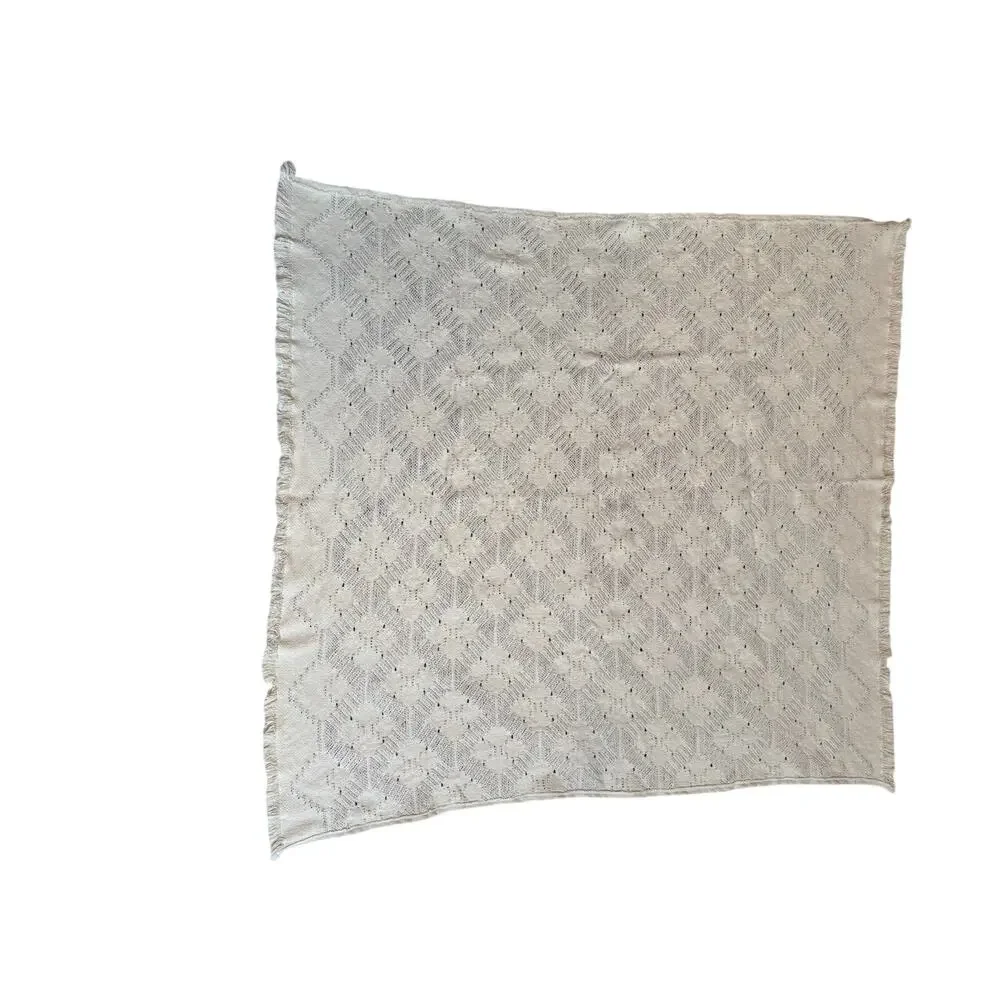 Handmade Swedish Weaving Blanket Square Afghan Throw Blanket Diamond Geometric